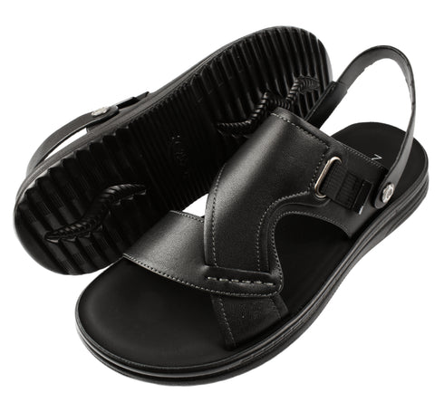 Sandale casual, barbati, MELS Y3502, negru, piele naturala